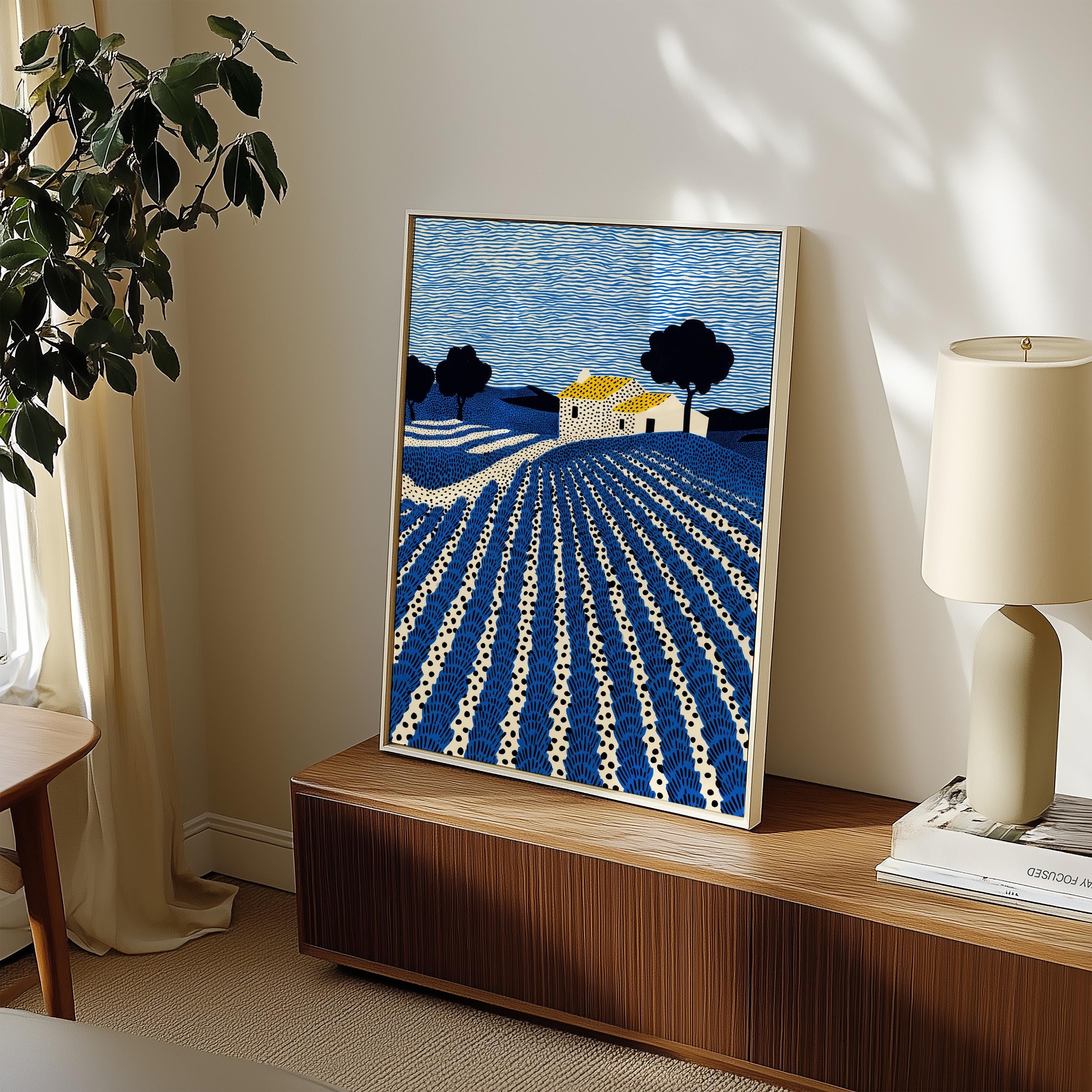 Provence Lavender Farm Wall Art, French Landscape Field Modern Print, France Poster Travel Gift