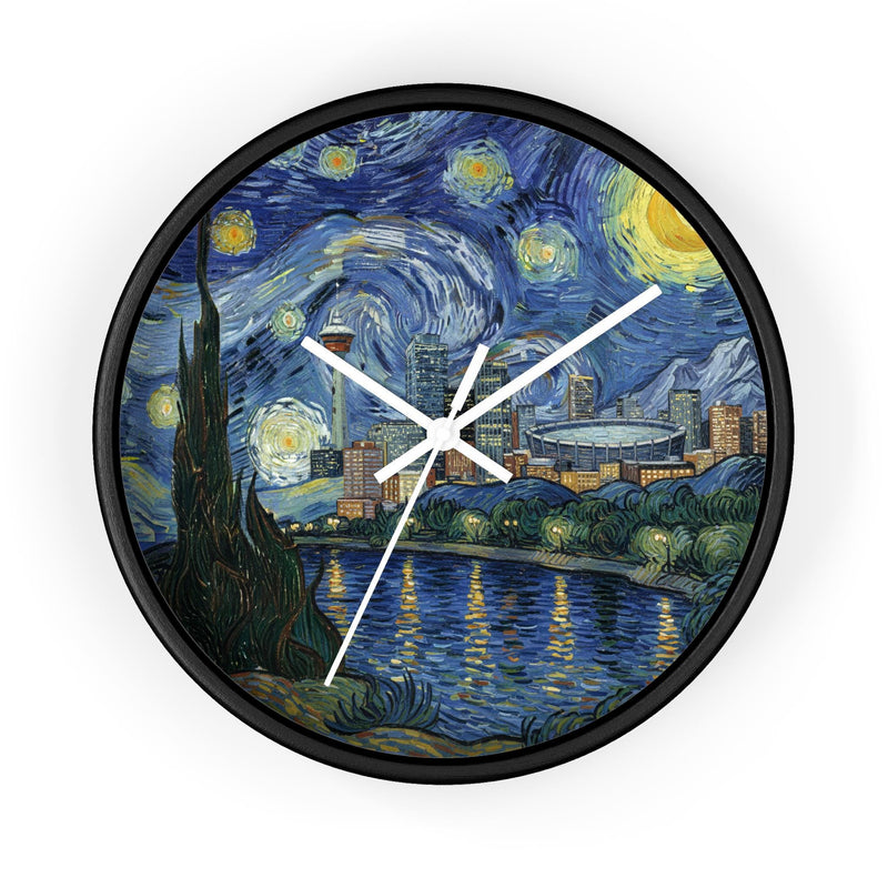 Calgary Canada Wall Clock Vintage Van Gogh Starry Night Home Gift