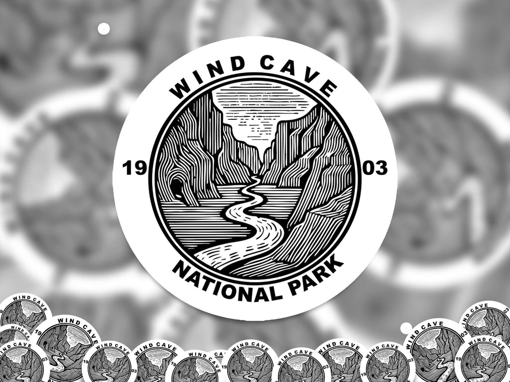 Wind Cave National Park Sticker, Kiss-Cut Vinyl, Waterproof USA Decal Badge Collection