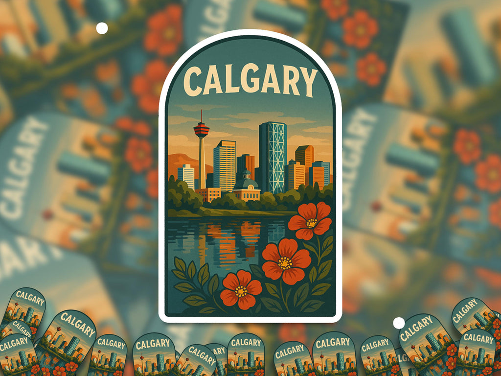 Calgary Canada Sticker, Vintage City Vinyl Decal, Retro Travel Lover Collection, Journal Scrapbook