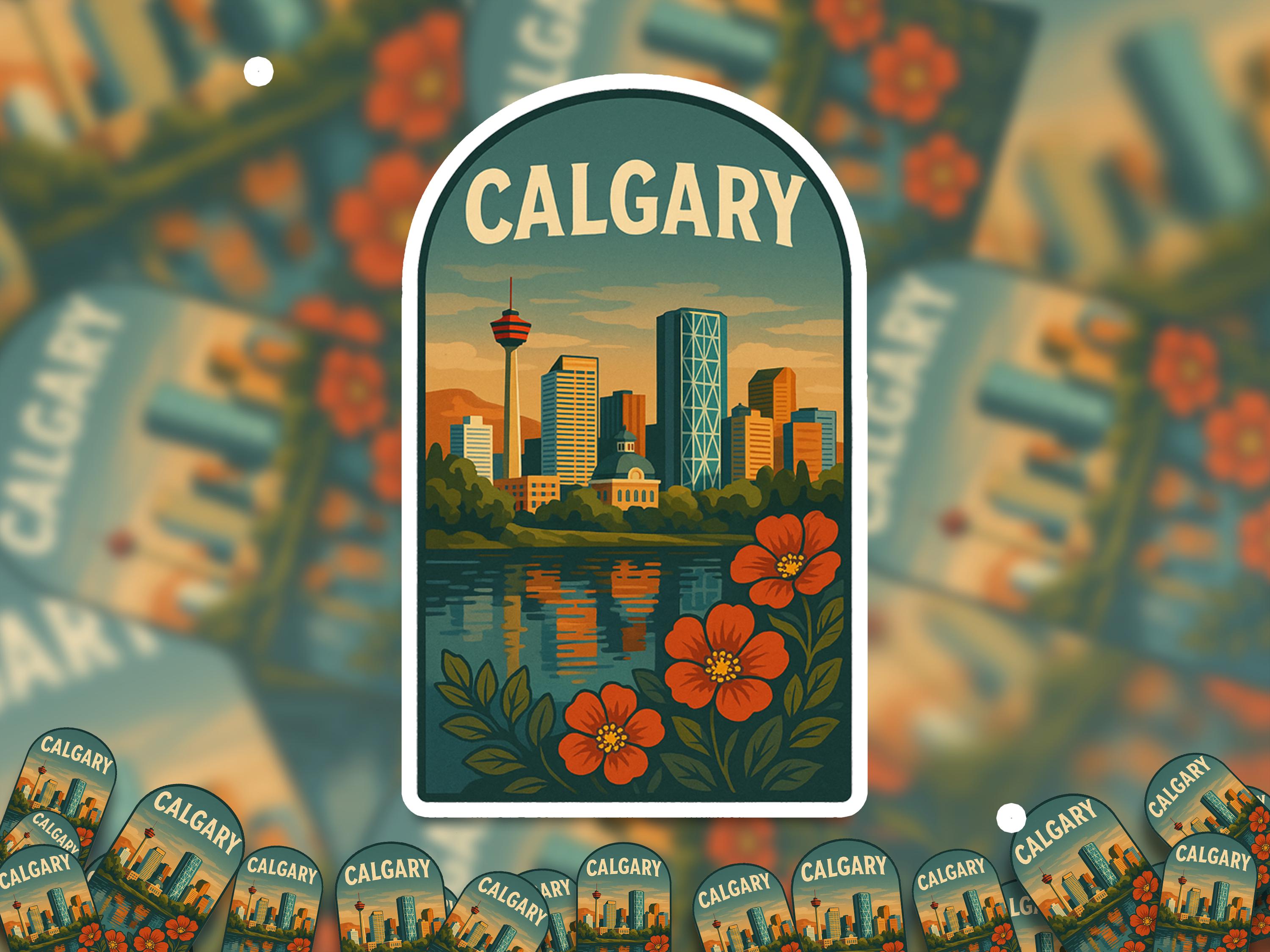 Calgary Canada Sticker, Vintage City Vinyl Decal, Retro Travel Lover Collection, Journal Scrapbook