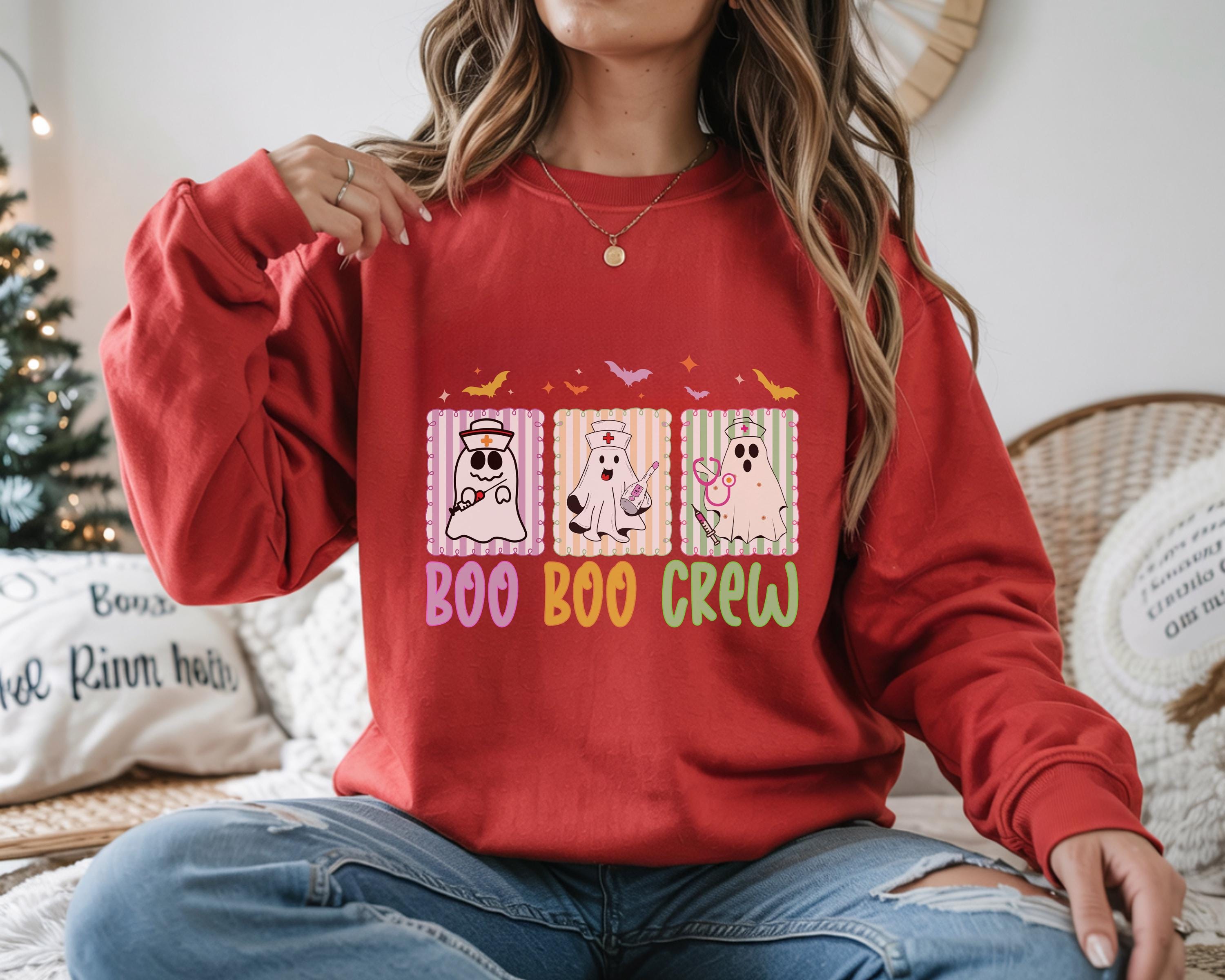 Boo Boo Crew Nurse Halloween Sweatshirt, Halloween Gift for Nurse Sweater, Nurse Spooky health care worker RN, Nurse Halloween Boo Boo Crew