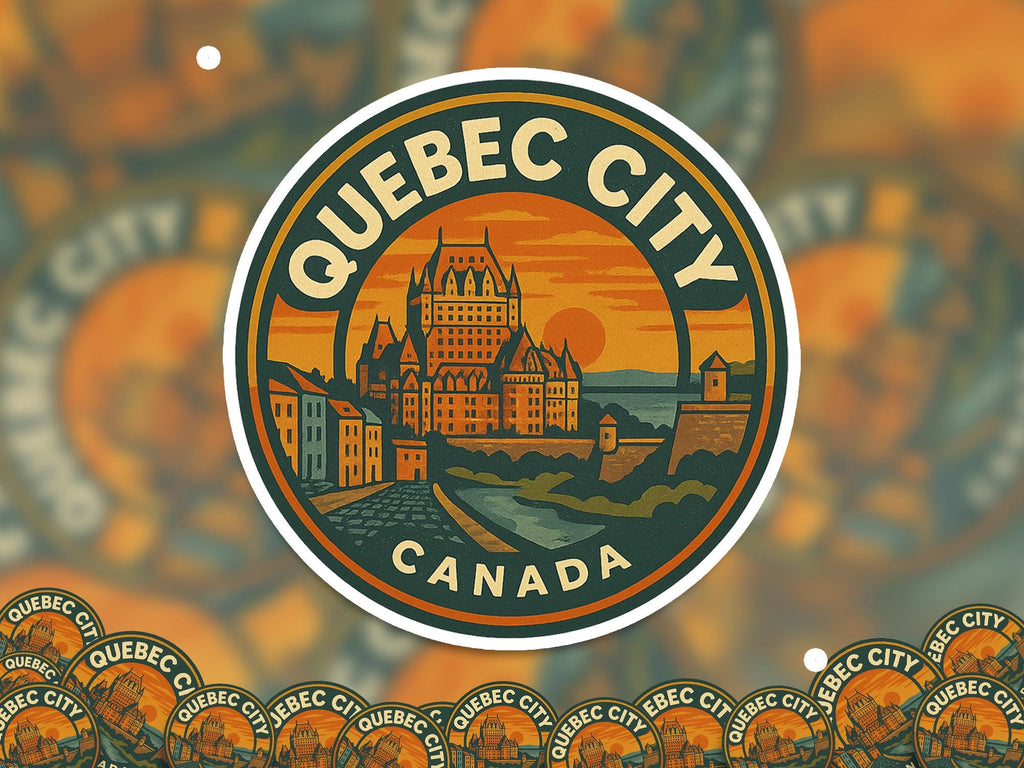 Quebec City Canada Kiss-Cut Vinyl, Waterproof Decal, Retro Travel Lover Collection