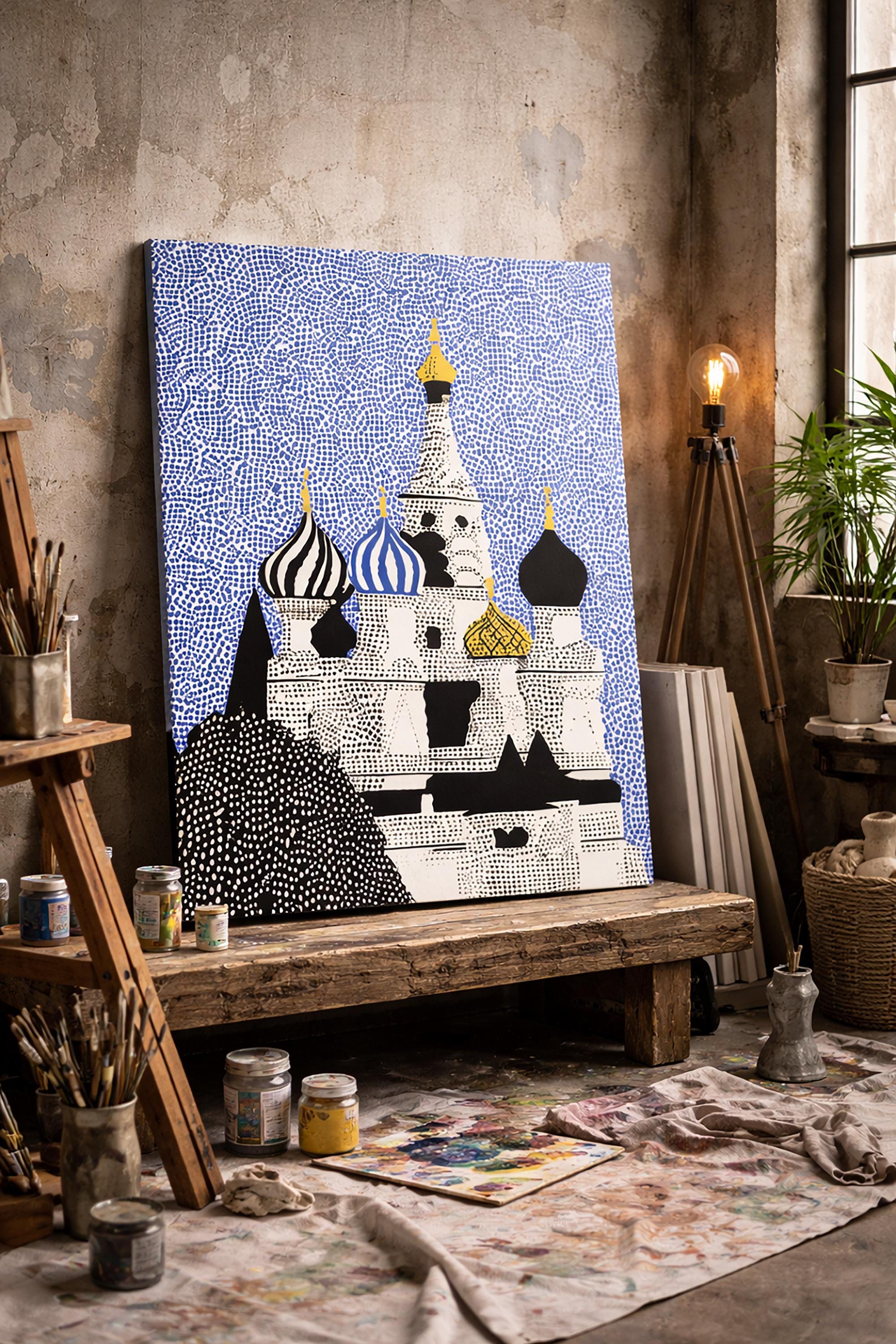 Moscow Wall Art Print, Pop Art St Basil's Cathedral Modern Poster Travel gift Decor