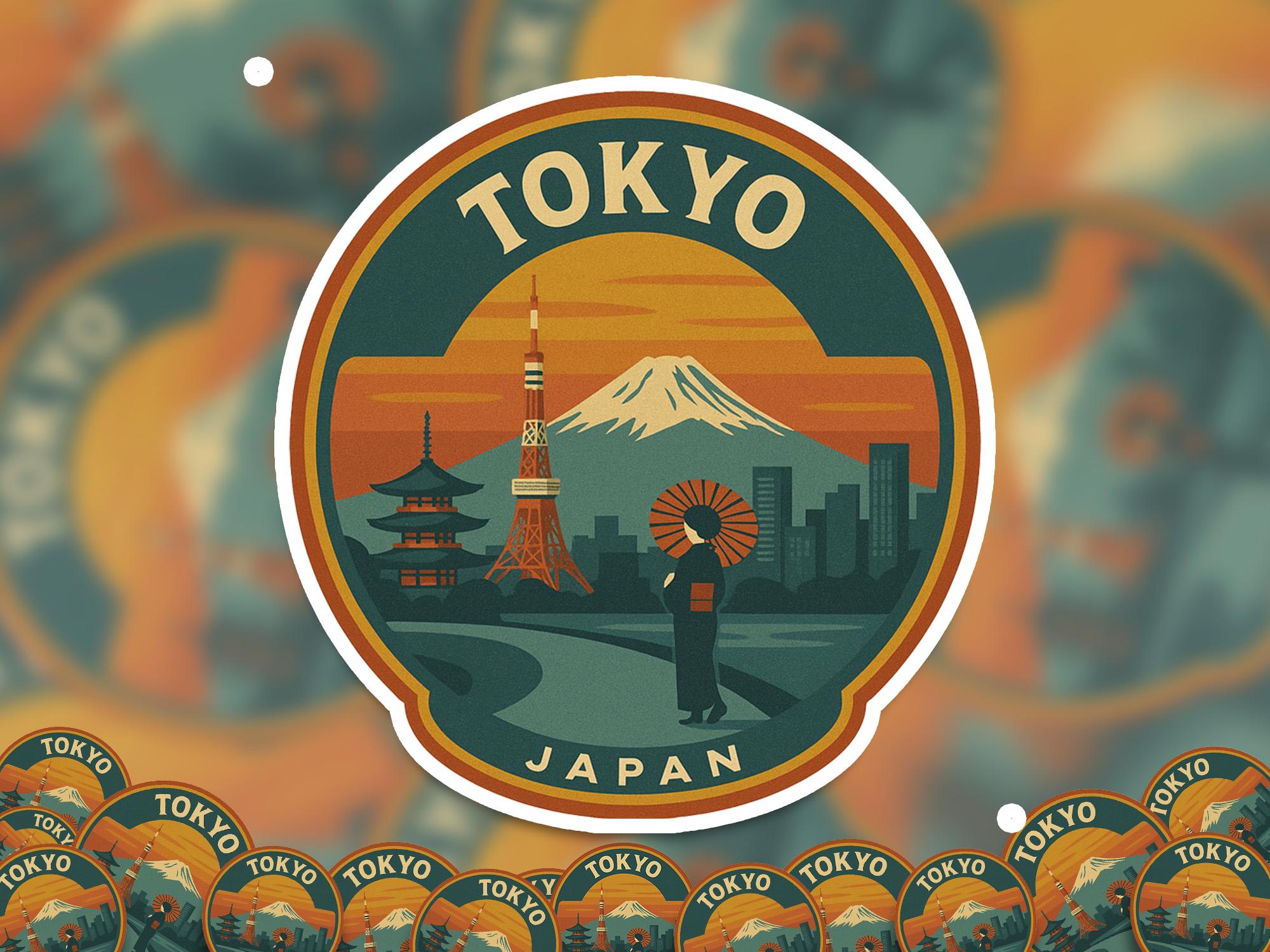 Tokyo japan trip Kiss-Cut Vinyl, Waterproof Decal, Retro Travel Lover Collection