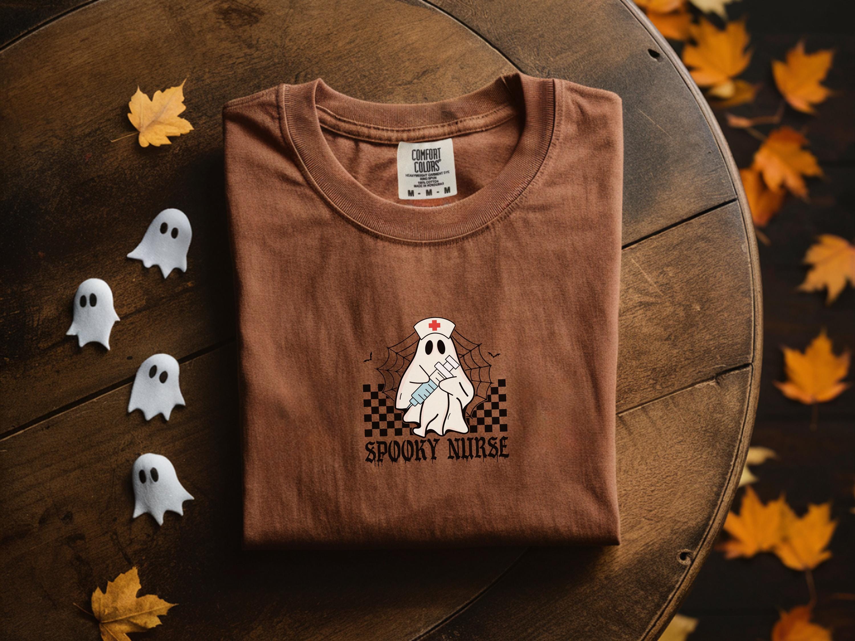 Spooky Nurse SweatShirt, Cute Halloween Ghost Nurse shirt, RN Night Shift Gift, Funny Nurse Shirt for Women, Comfort Colors Fall Top