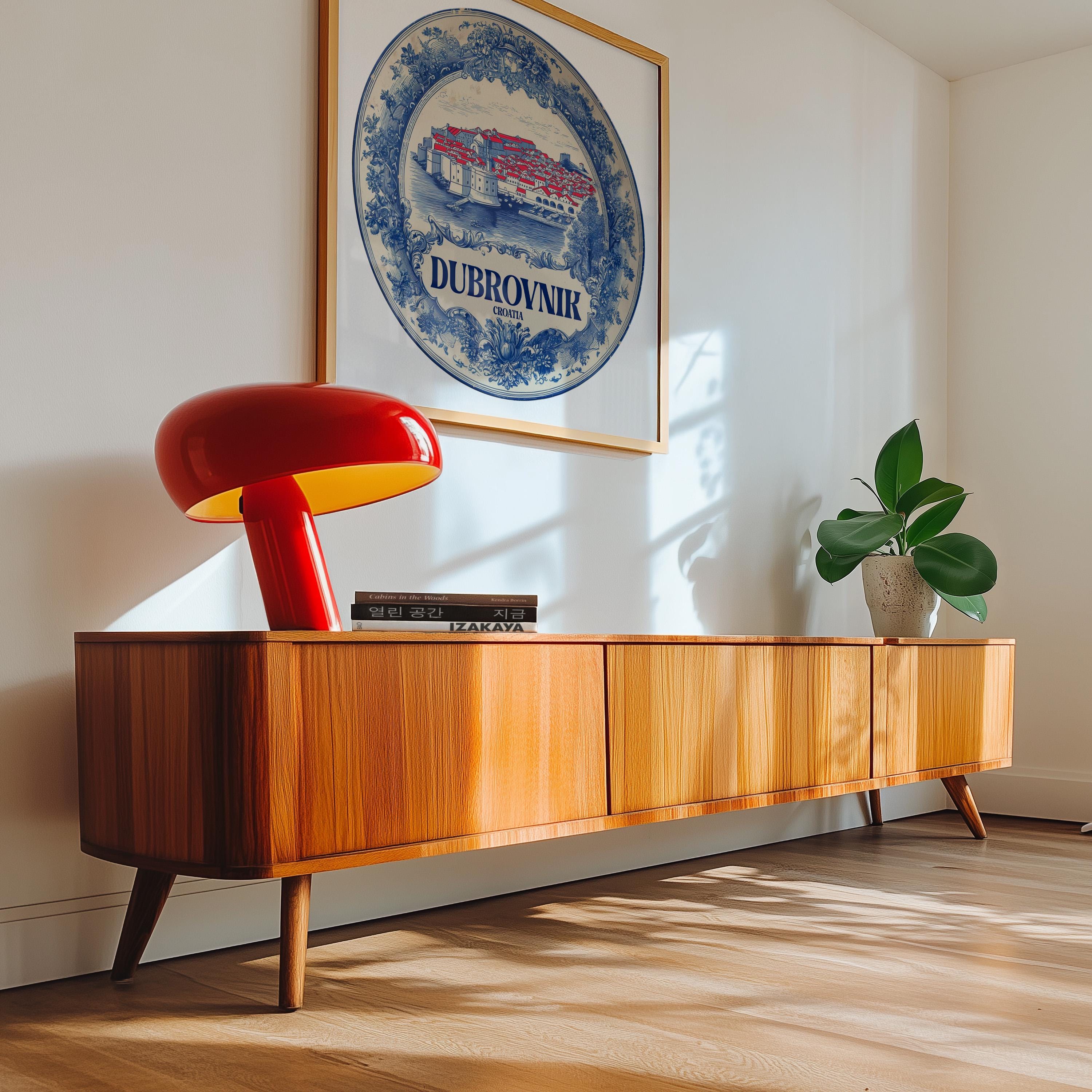 Dubrovnik Croatia Wall Art, Vintage Delft Blue Poster, City Print, Travel Home Decor