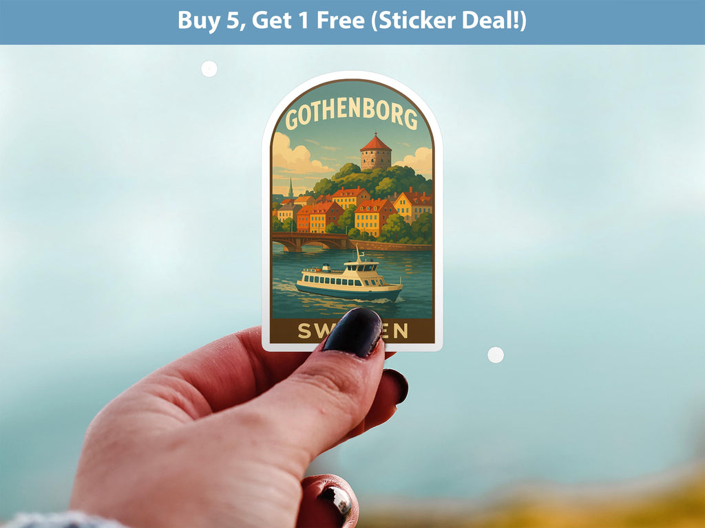 Gothenburg Sweden Sticker, Vintage City Vinyl Decal, Retro Travel Lover Collection, Journal Scrapbook