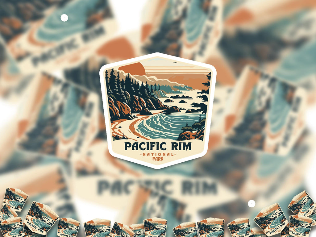 Pacific Rim National Park Sticker, Vinyl Canada British Columbia, Retro Water Bottle Decal Hiking