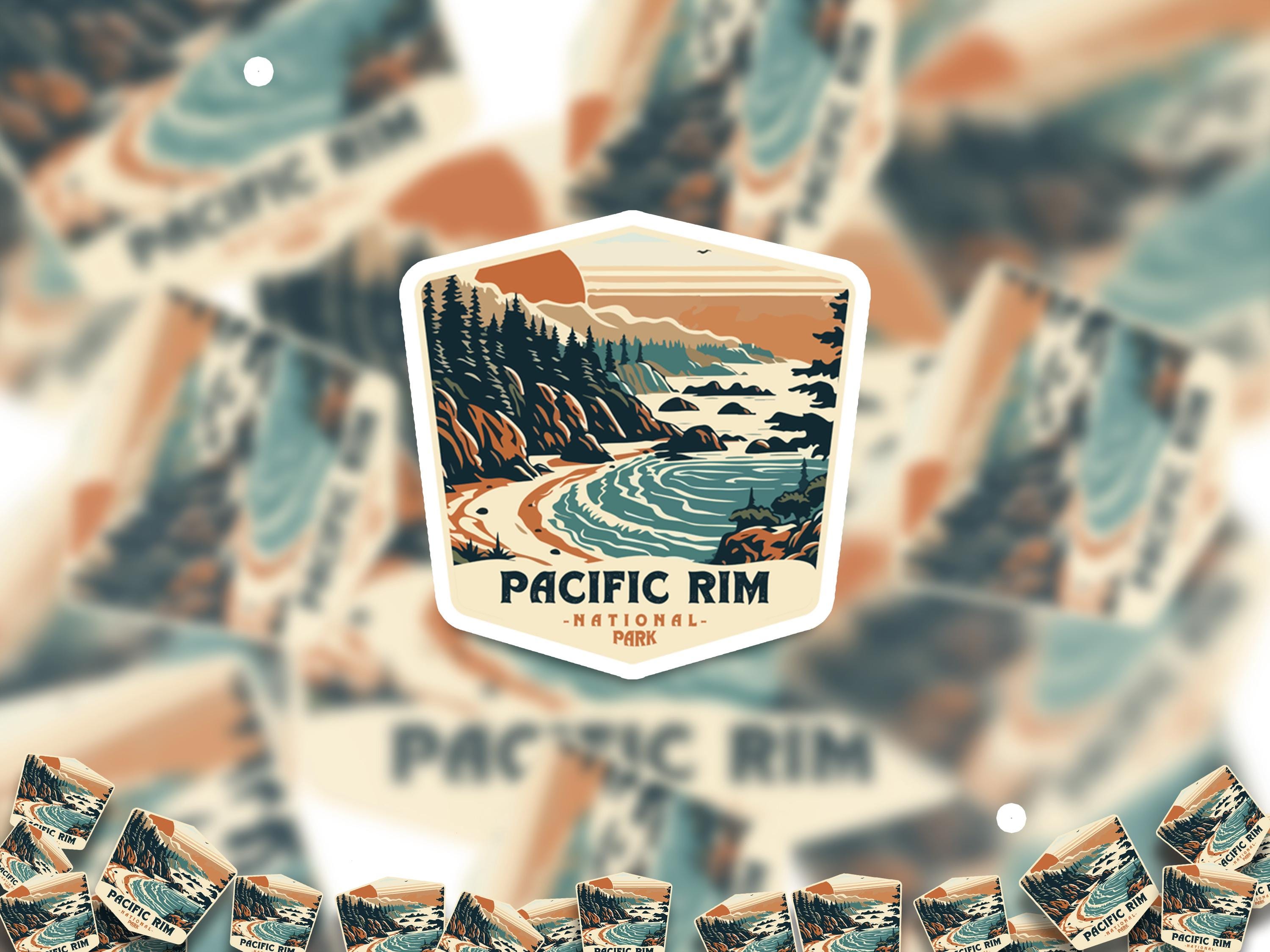 Pacific Rim National Park Sticker, Vinyl Canada British Columbia, Retro Water Bottle Decal Hiking