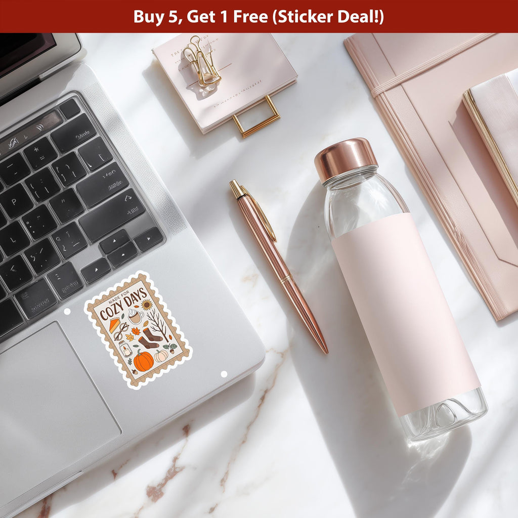 Cozy Days Stamp Stamp Sticker, Spooky Halloween Waterproof Decal for tumbler, kindle