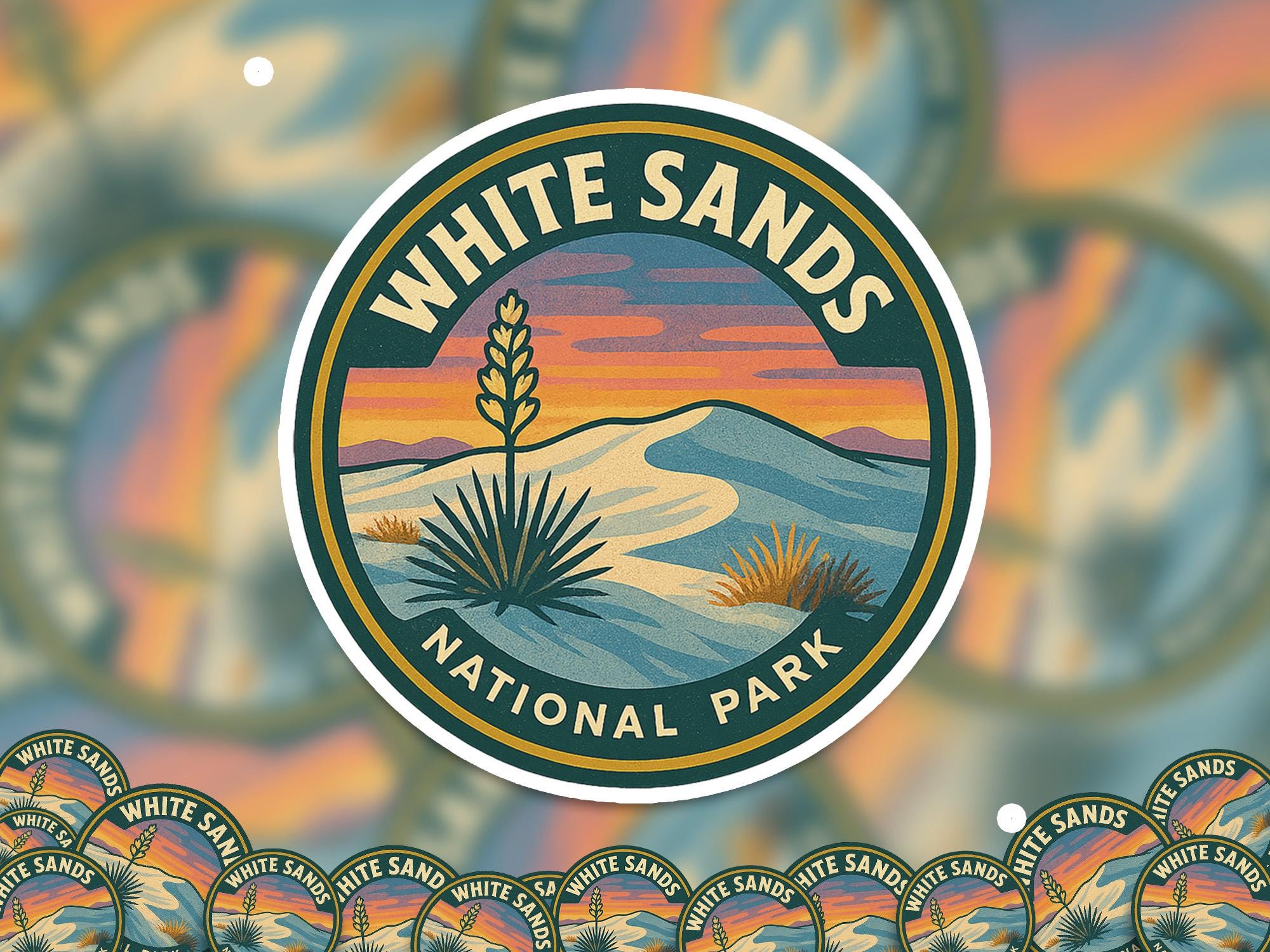 White Sands National Park Sticker, Retro Vinyl Waterproof Decal, Vintage USA Travel Collection