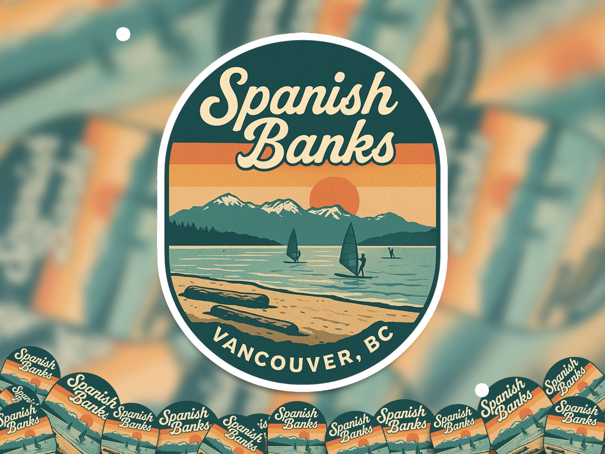 Vancouver Spanish Banks Sticker: Retro vintage Waterproof Vinyl Decal for Laptop, Tumbler