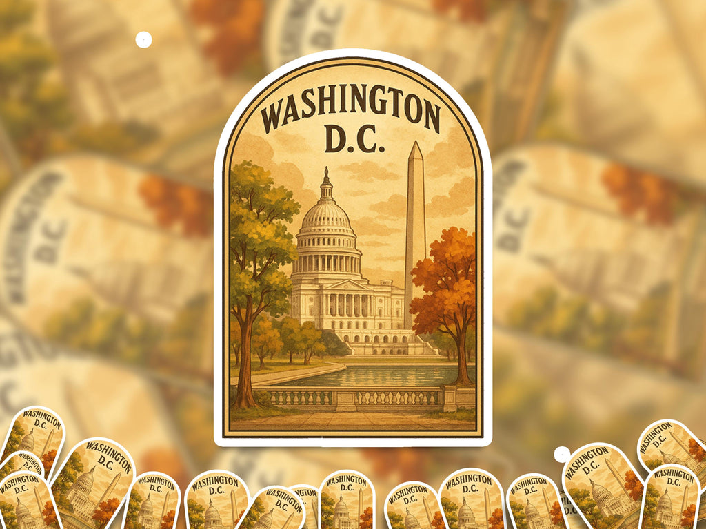 Washington Sticker, Vintage City Vinyl Decal, Retro Travel Lover Collection, Journal Scrapbook