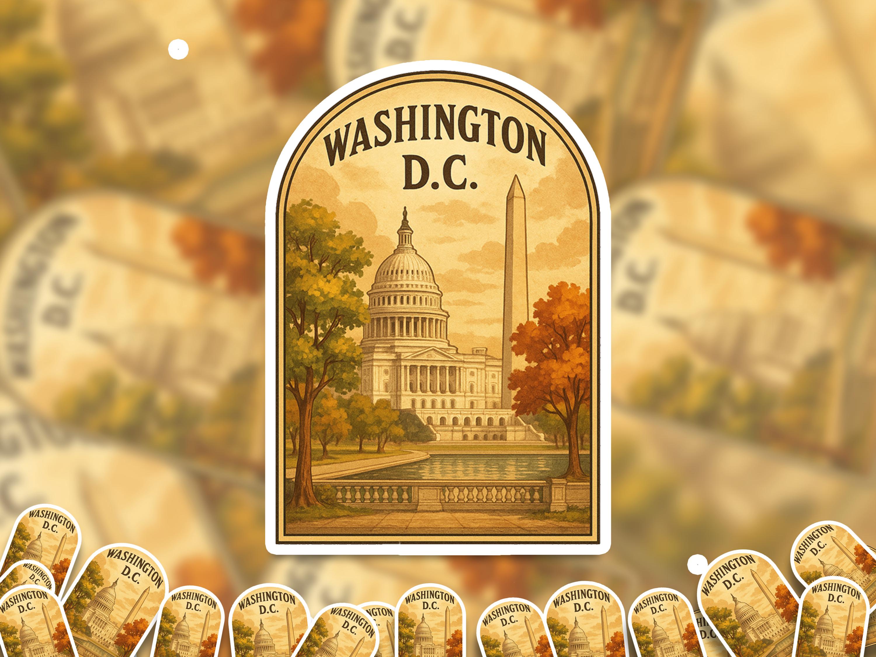 Washington Sticker, Vintage City Vinyl Decal, Retro Travel Lover Collection, Journal Scrapbook