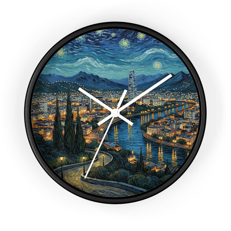 Santiago Chile Wall Clock Vintage Van Gogh Starry Night Home Gift
