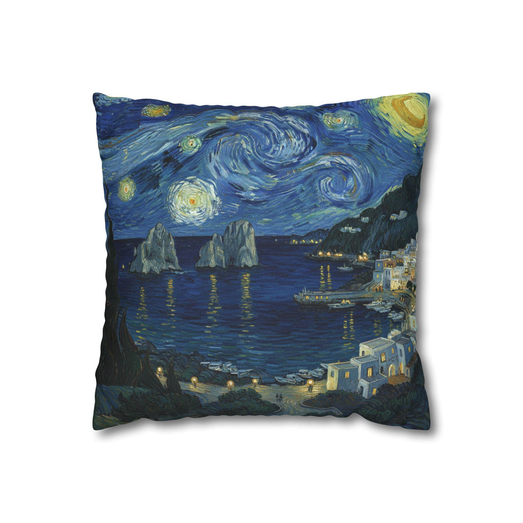 Capri Italy Pillowcase Starry Night, Van Gogh Throw Pillow Canvas Home Decor Gift