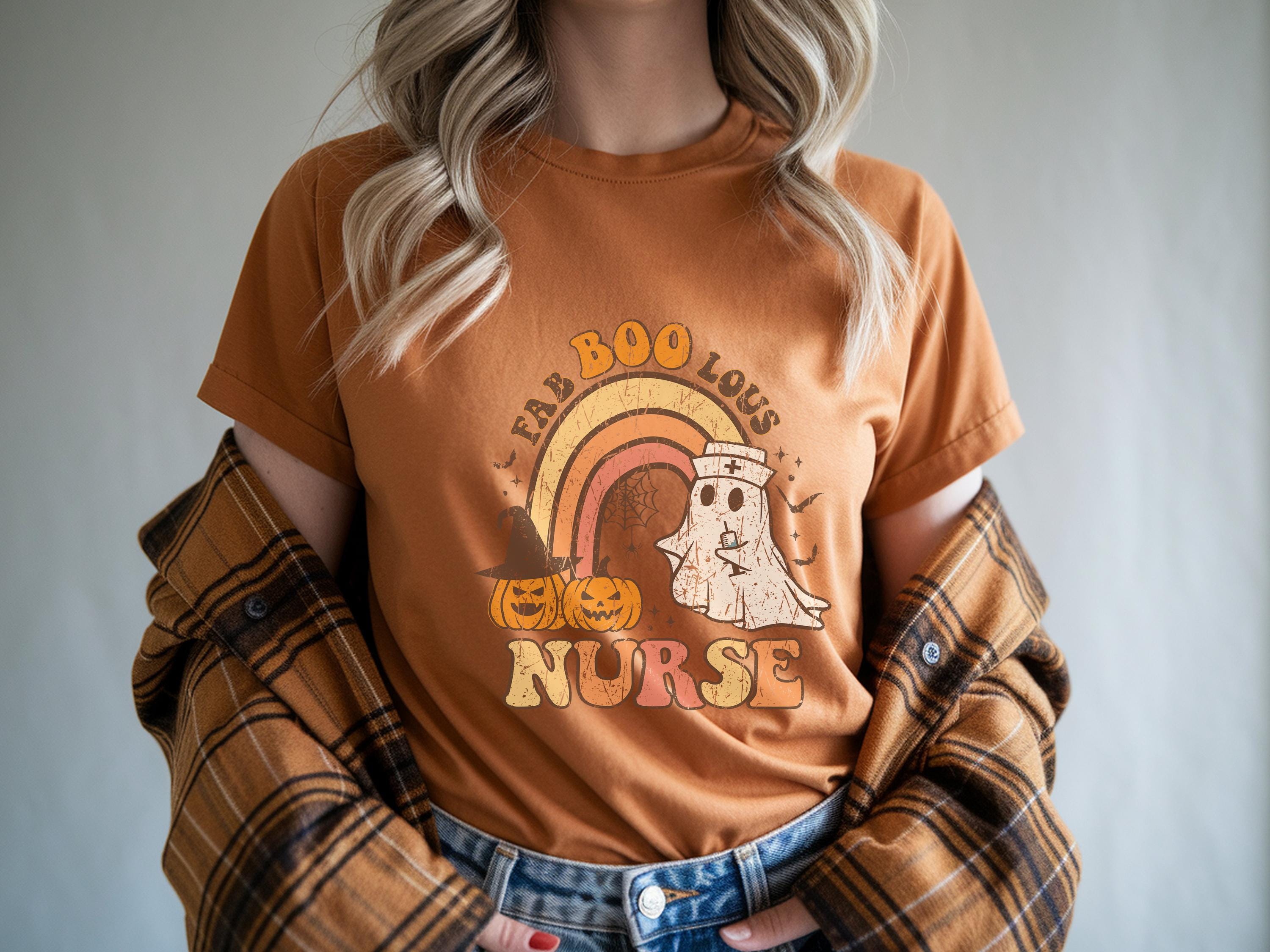 Faboolous Nurse Halloween Tee, Cute Ghost Sweatshirt, Medical crew Shirt, Funny Fall Spooky Season Gift for Nurse or Healthcare Worker