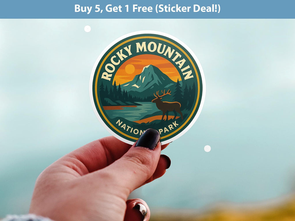 Rocky Mountain National Park Sticker, Retro Vinyl Waterproof Decal, Vintage USA Travel Collection