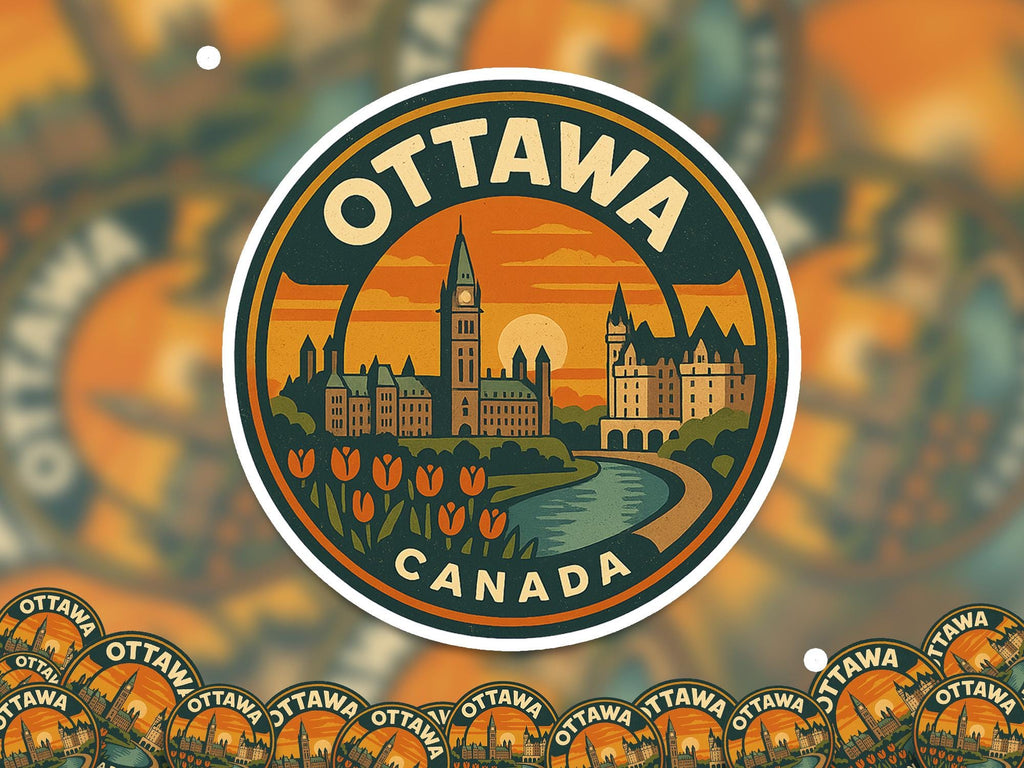 Ottawa Canada Kiss-Cut Vinyl, Waterproof Decal, Retro Travel Lover Collection