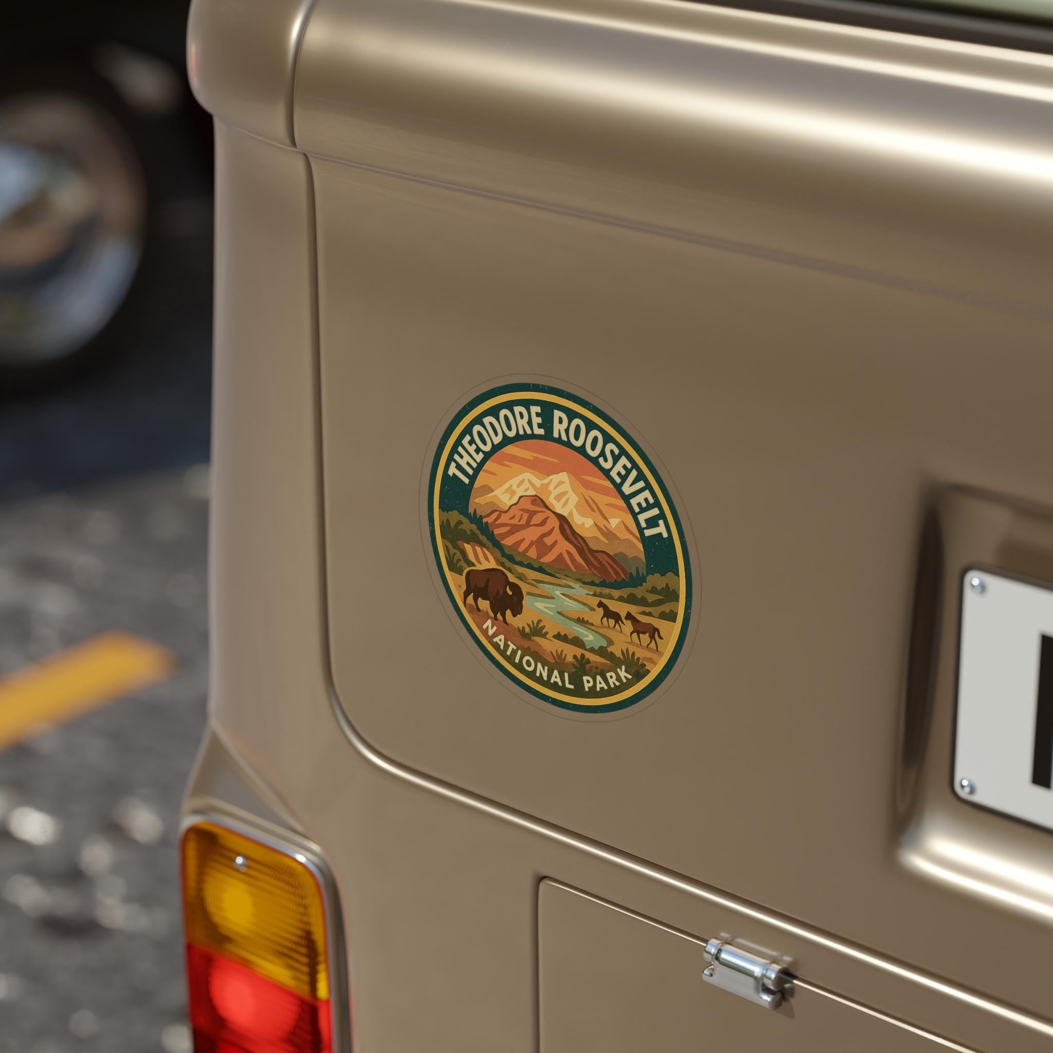 Theodore Roosevelt National Park Car Sticker, Retro Vinyl Decal Bumper Sticker, Vintage Waterproof Camping