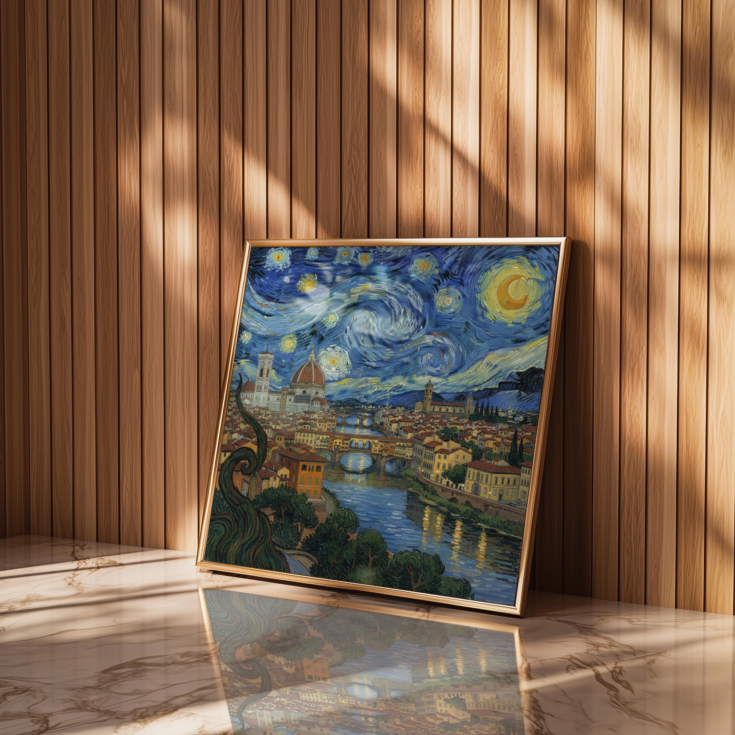 Florence Italy Starry Night Wall Art, Van Gogh Print, Travel Gift Home Decor