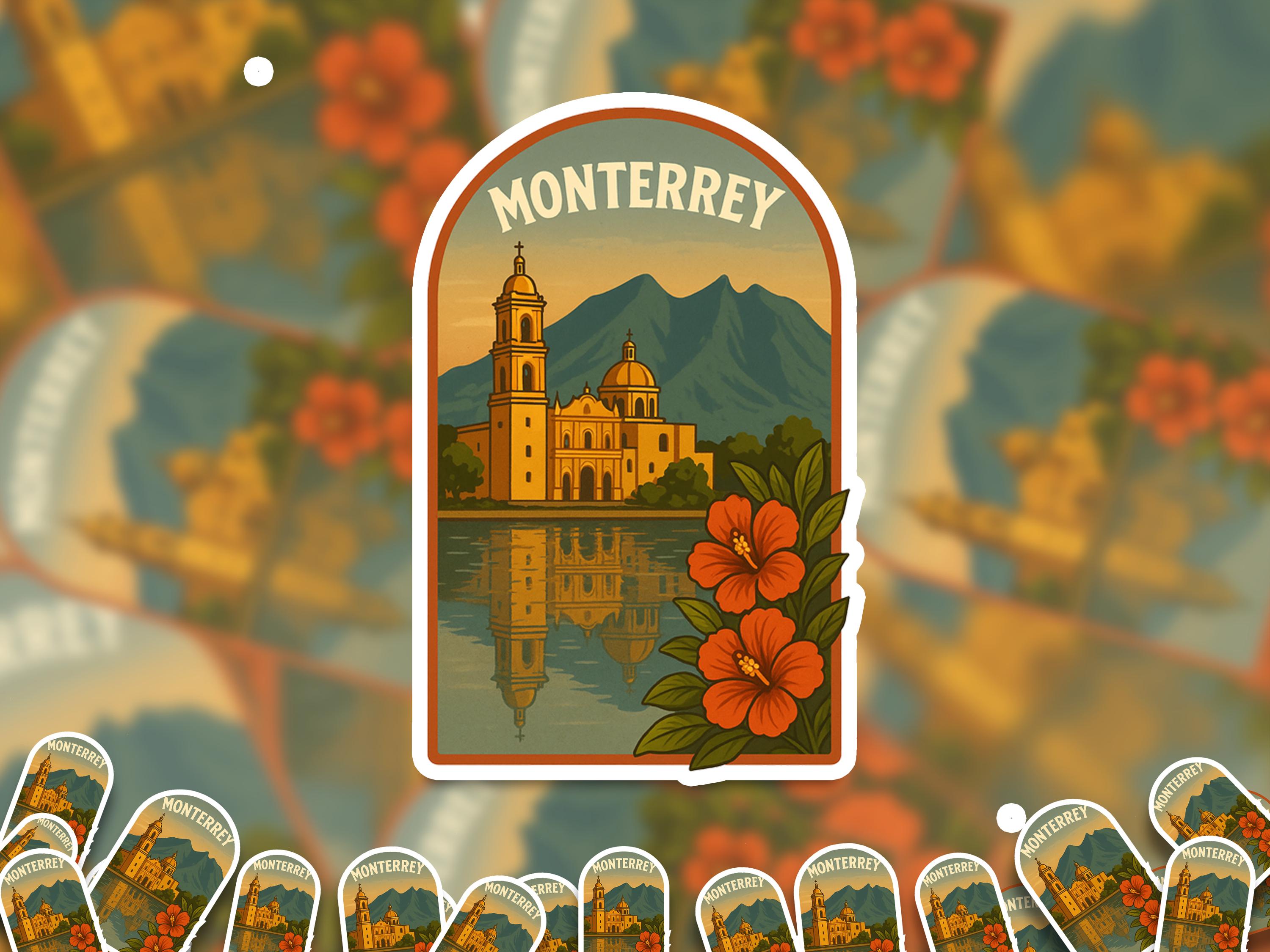 Monterrey Mexico Sticker, Vintage City Vinyl Decal, Retro Travel Lover Collection, Journal Scrapbook