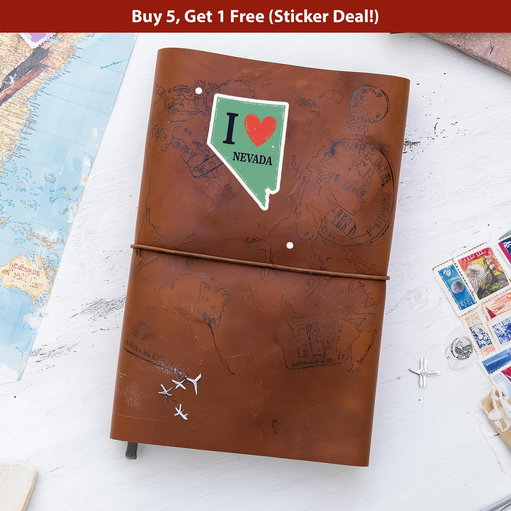 I love Nevada Sticker, Vintage US States Vinyl Decal, Waterproof Decal, Retro Travel Collection