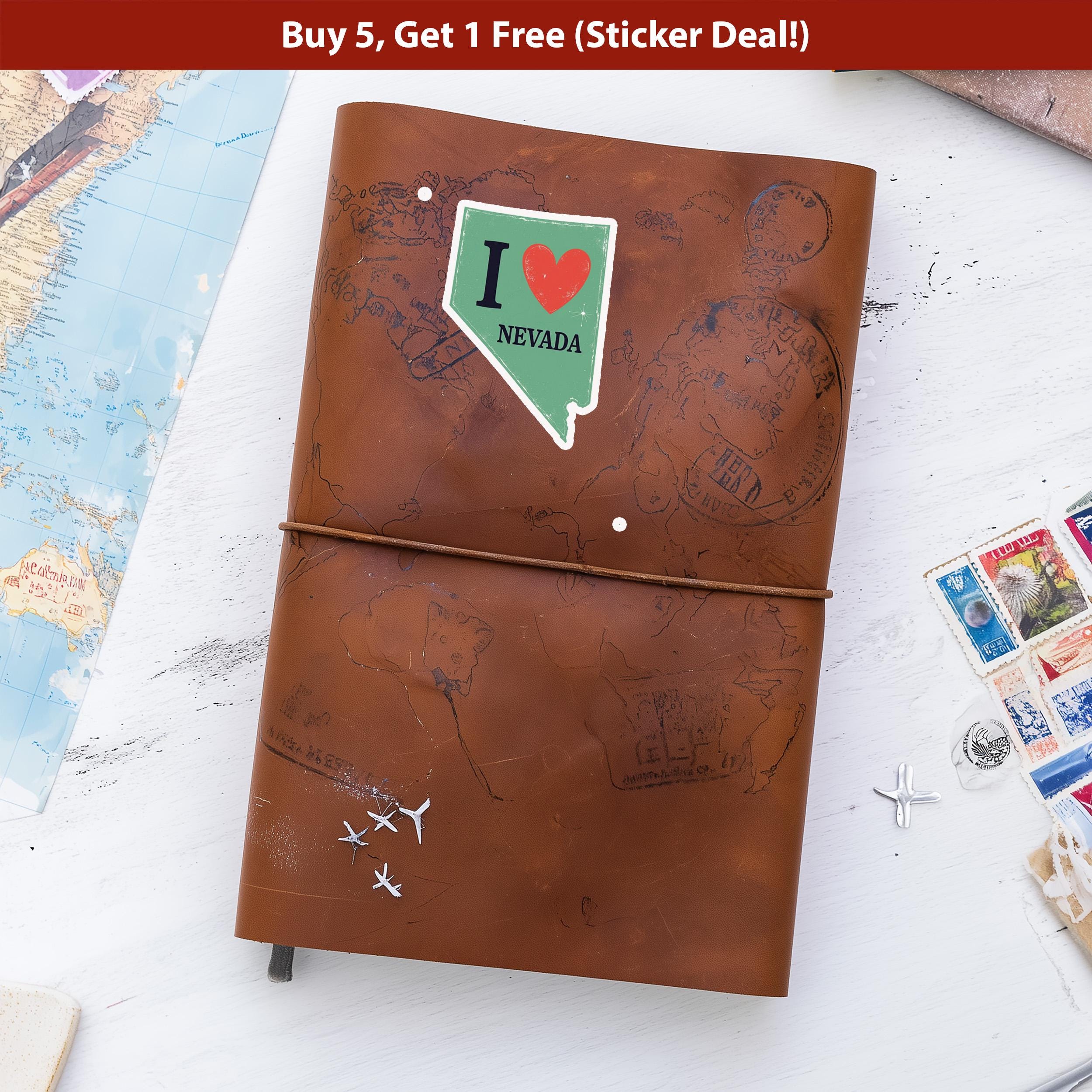 I love Nevada Sticker, Vintage US States Vinyl Decal, Waterproof Decal, Retro Travel Collection