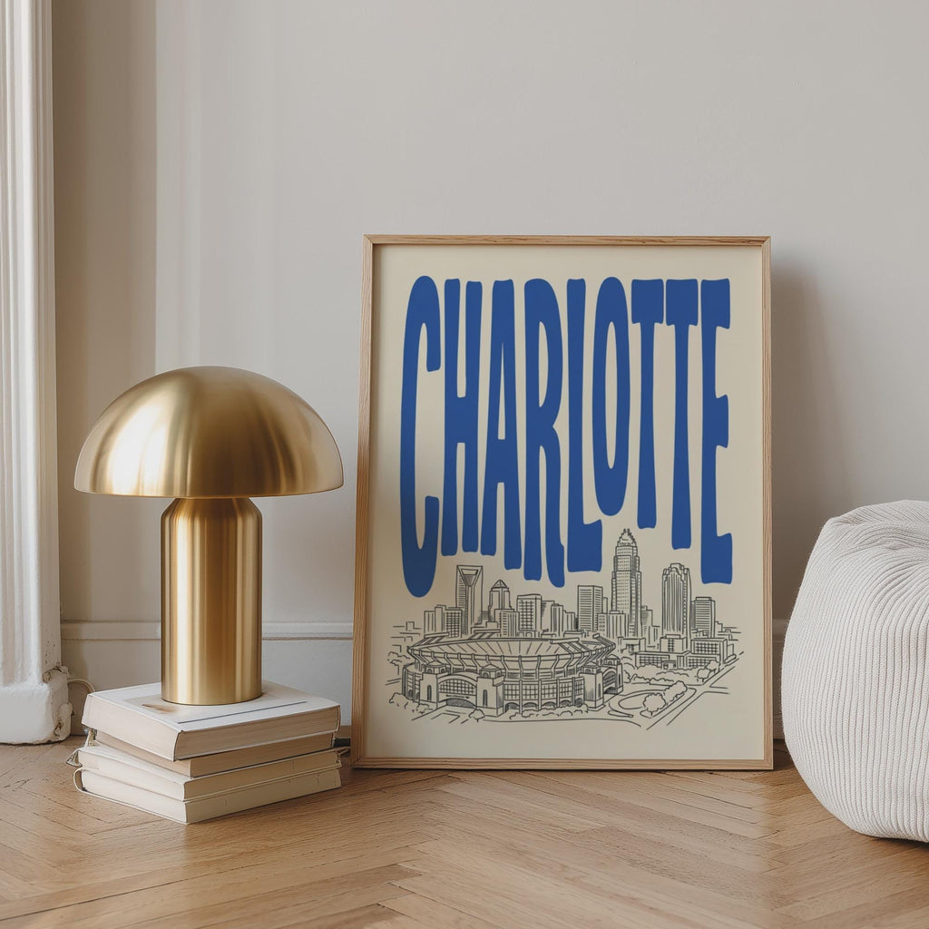 Charlotte North Carolina Skyline Wall Art, Framed Canvas Print