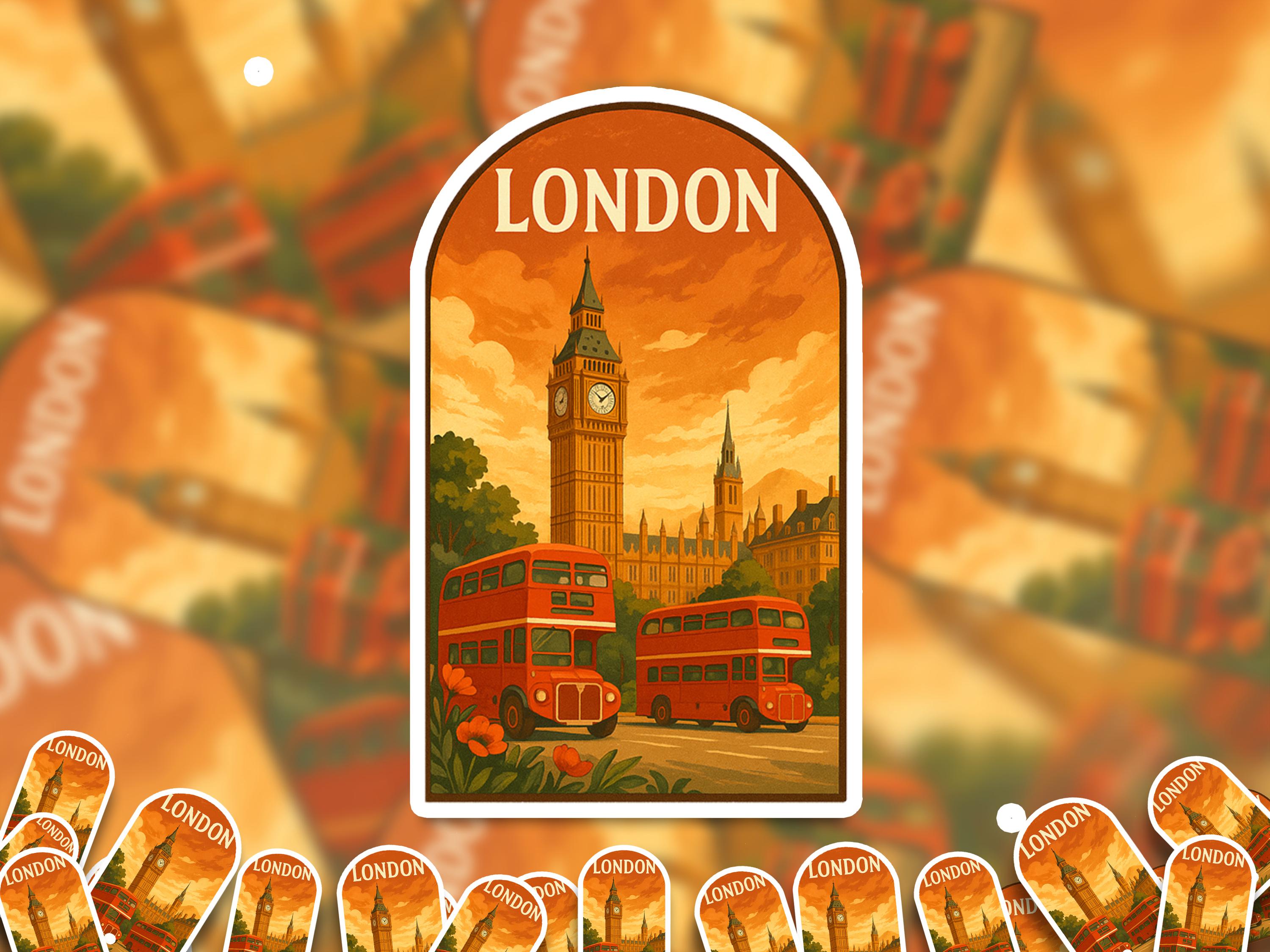London Sticker England, Vintage City Vinyl Decal, Retro Travel Lover Collection, Journal Scrapbook