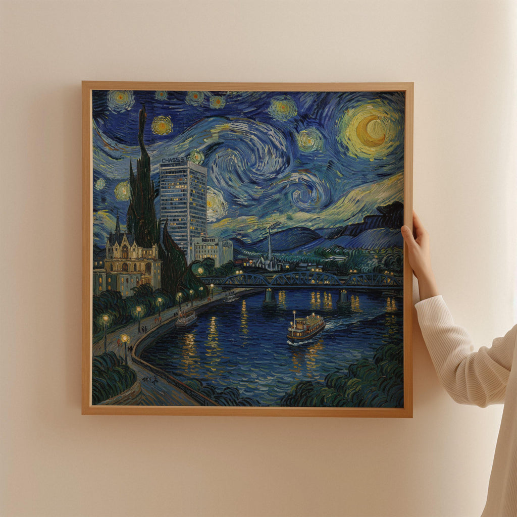 Wilmington Delaware Starry Night Wall Art, Van Gogh Print, Travel Gift Home Decor
