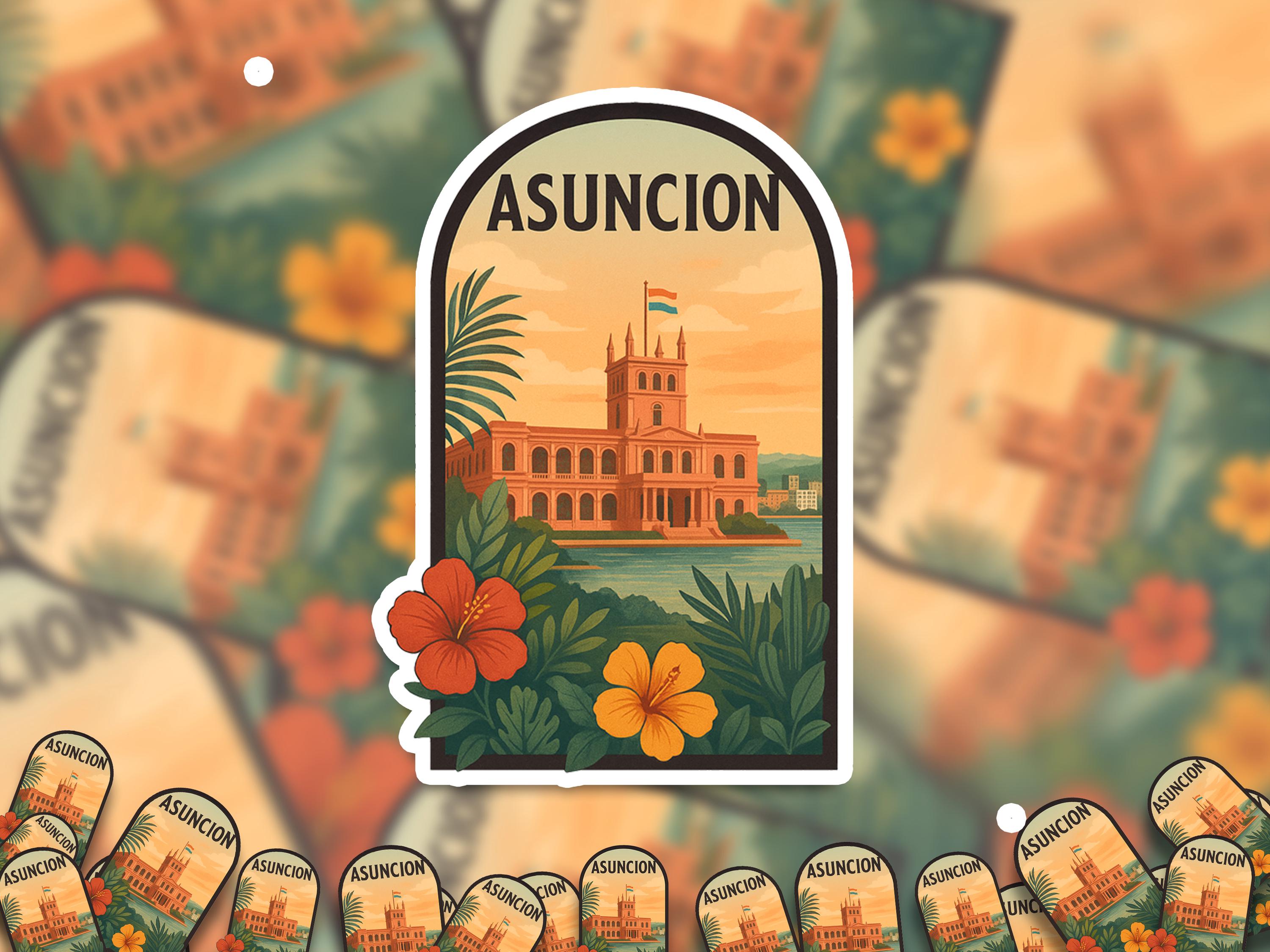 Asuncion Paraguay Sticker, Vintage City Vinyl Decal, Retro Travel Lover Collection, Journal Scrapbook