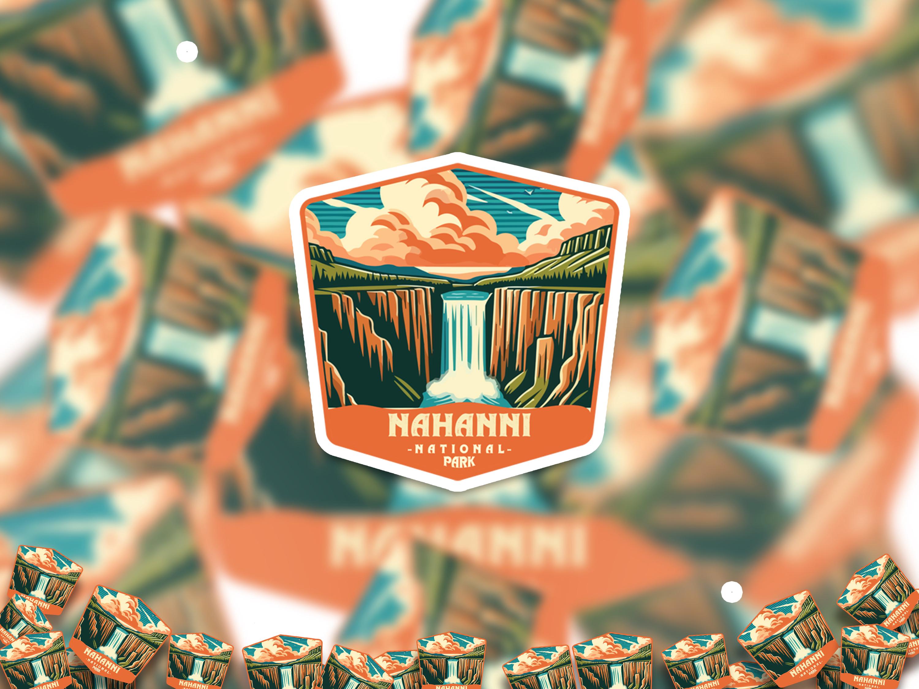 Nahanni National Park Sticker, Vinyl Canada Northwest Territories, Retro Water Bottle Decal Hiking