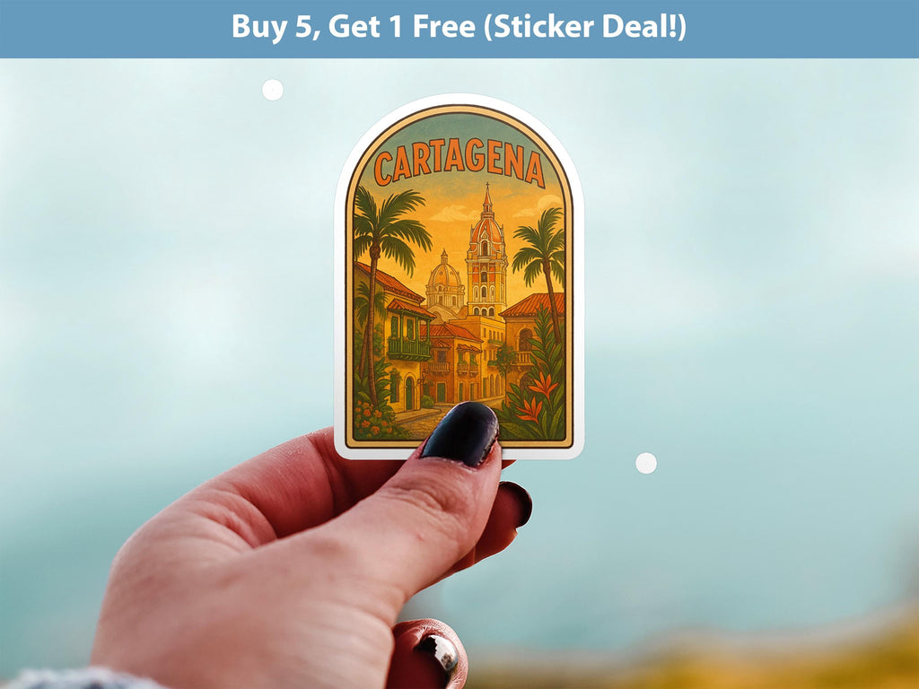 Cartagena Sticker Colombia, Vintage City Vinyl Decal, Retro Travel Lover Collection, Journal Scrapbook