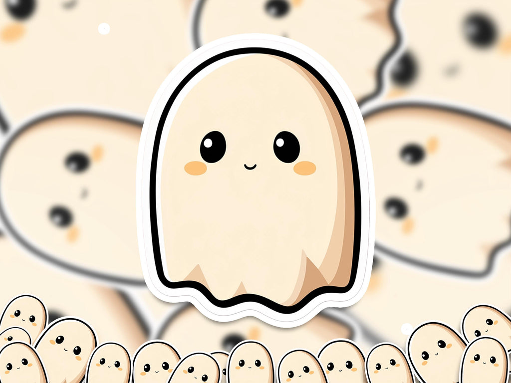 Cute Ghost Sticker – Kawaii Halloween Ghost Decal, Laptop Water Bottle Gift