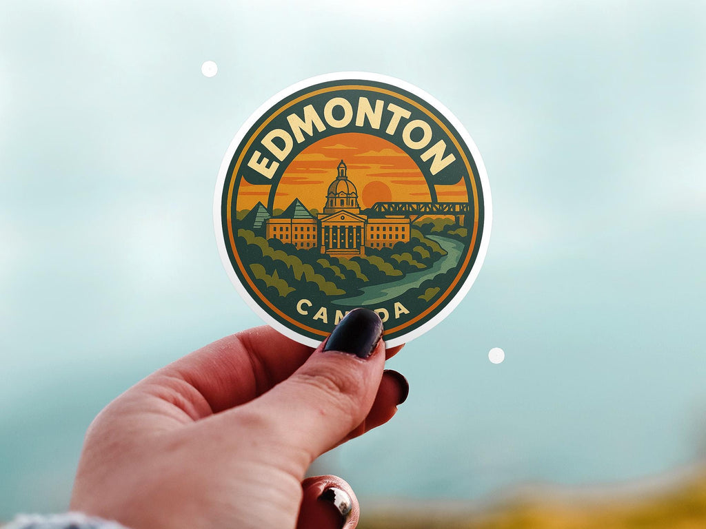 Edmonton Canada Kiss-Cut Vinyl, Waterproof Decal, Retro Travel Lover Collection