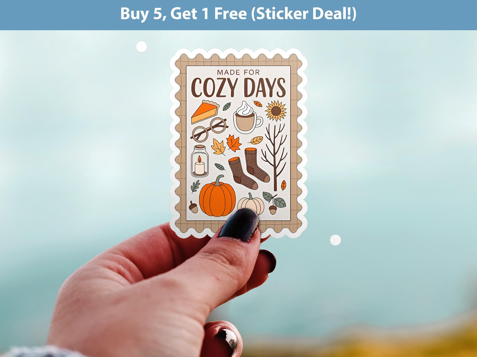 Cozy Days Stamp Stamp Sticker, Spooky Halloween Waterproof Decal for tumbler, kindle