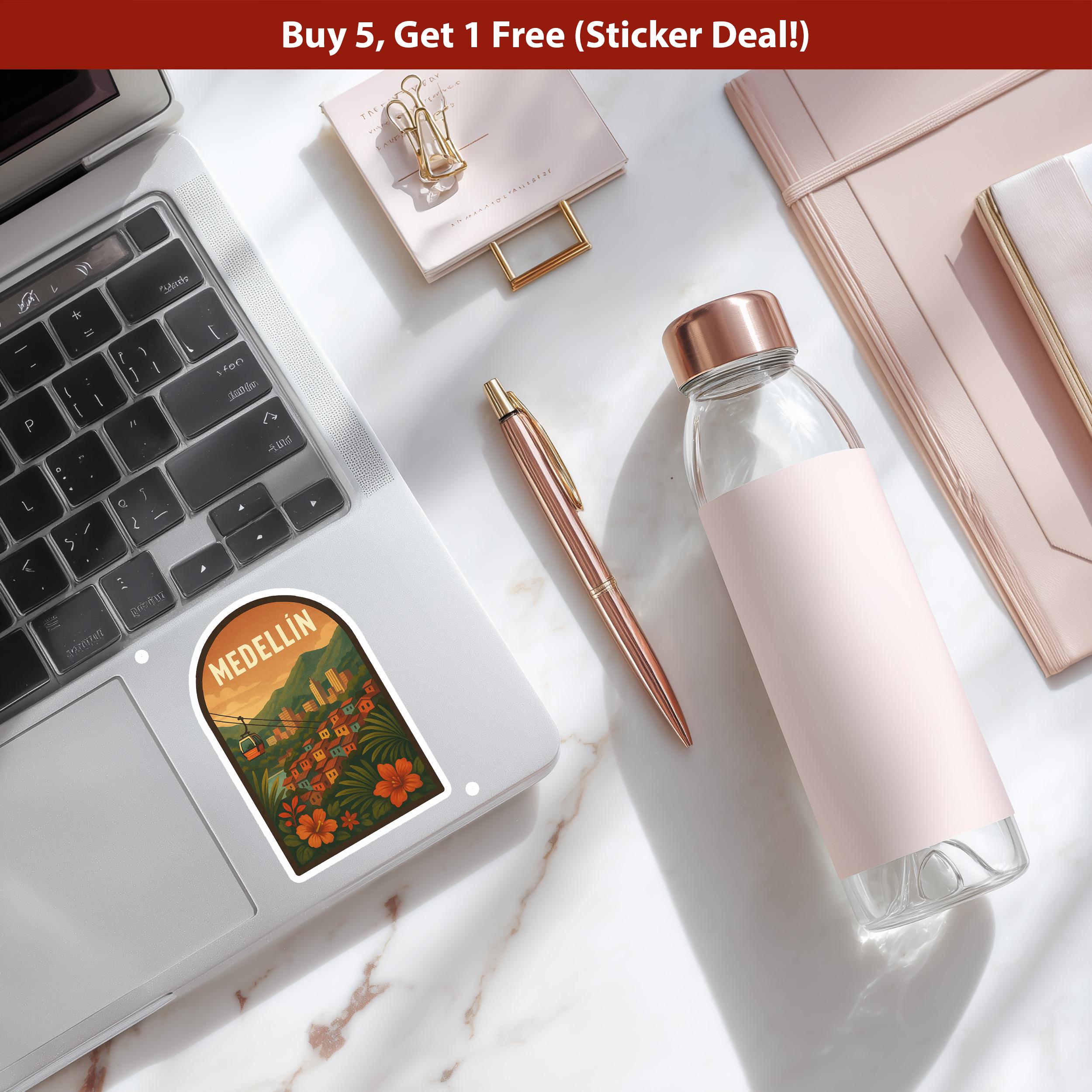 Medellin Colombia Sticker, Vintage City Vinyl Decal, Retro Travel Lover Collection, Journal Scrapbook