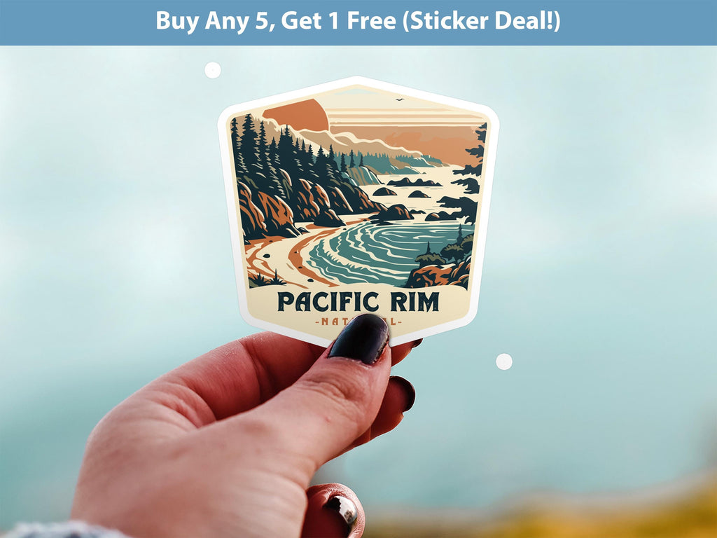Pacific Rim National Park Sticker, Vinyl Canada British Columbia, Retro Water Bottle Decal Hiking