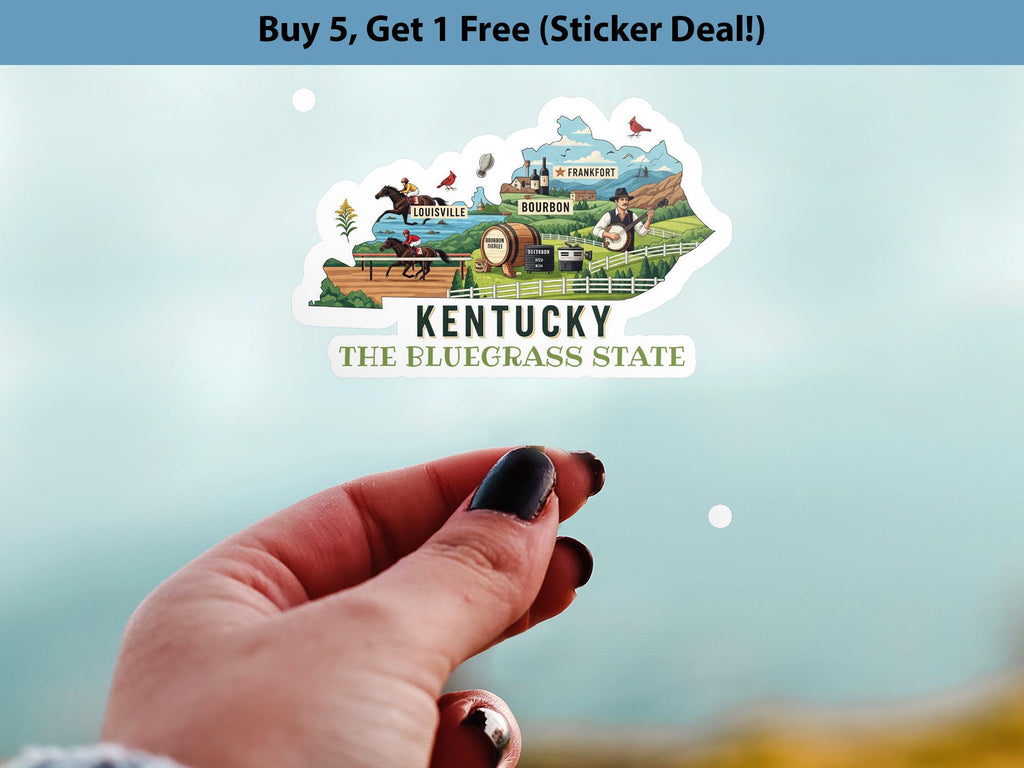 Kentucky State Sticker, USA Kiss-Cut Vinyl, Landmark Waterproof Decal, United States Travel Collection
