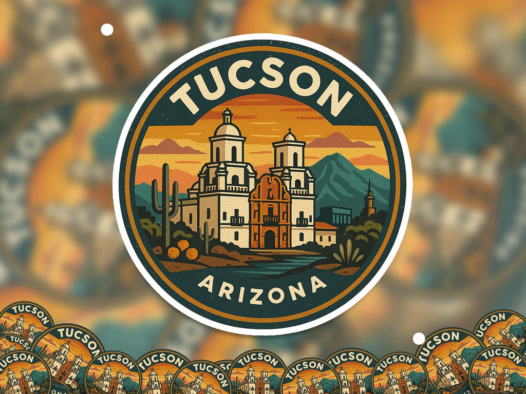 Tuscan Arizona Kiss-Cut Vinyl, Waterproof Decal, US Retro Travel Lover Collection