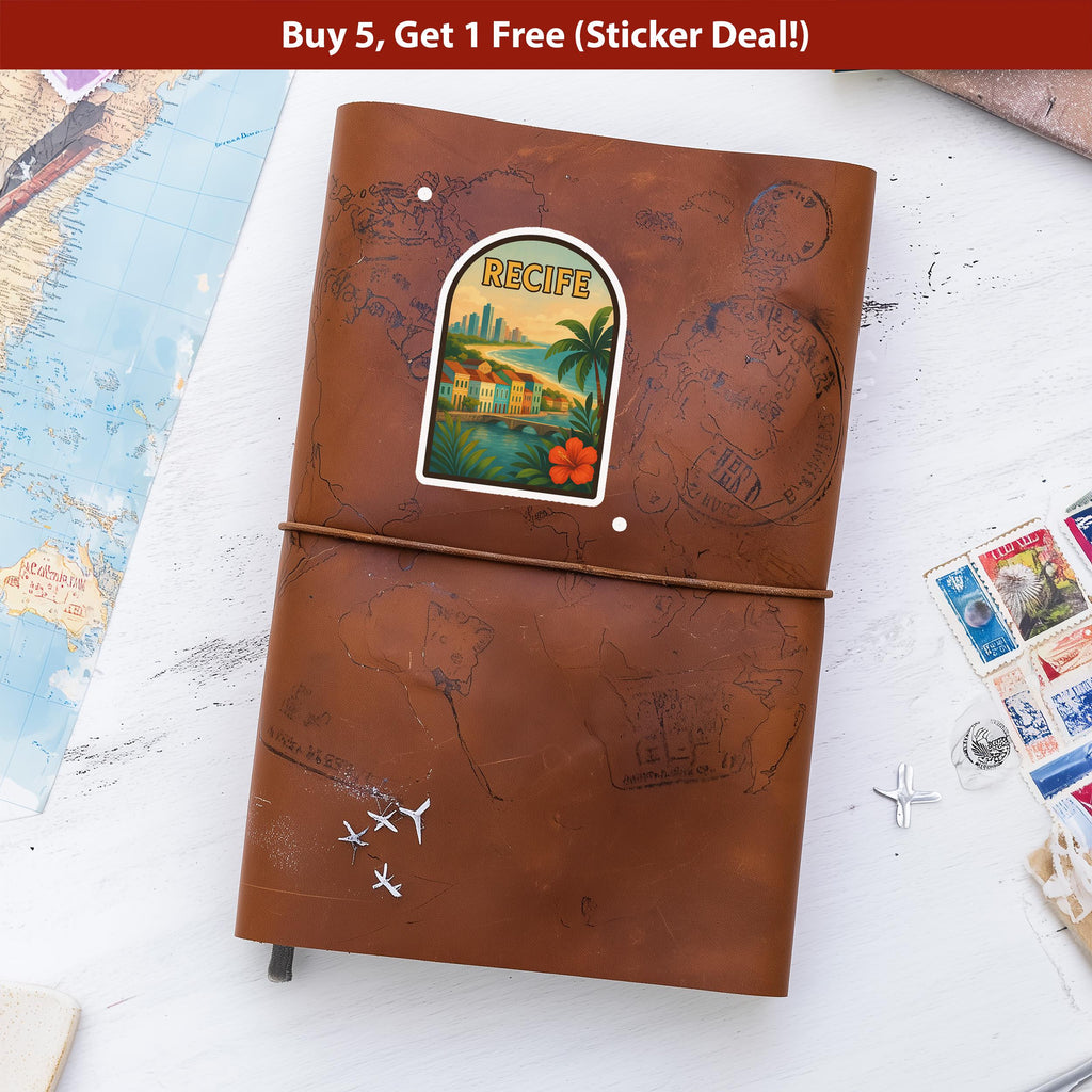 Recife Brazil Sticker, Vintage City Vinyl Decal, Retro Travel Lover Collection, Journal Scrapbook