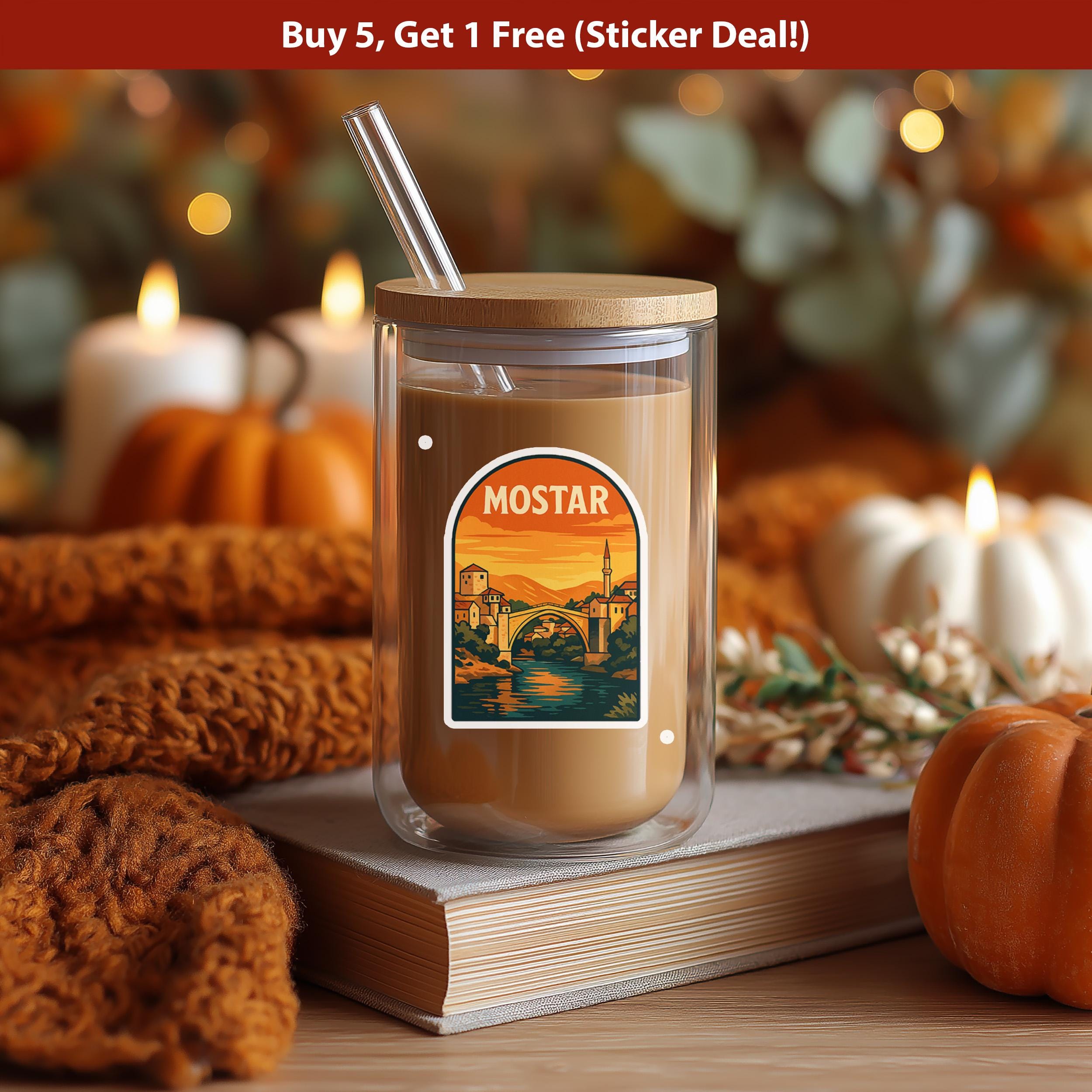 Mostar Bosnia Herzegovina Sticker, Vintage City Vinyl Decal, Retro Travel Lover Collection, Journal Scrapbook