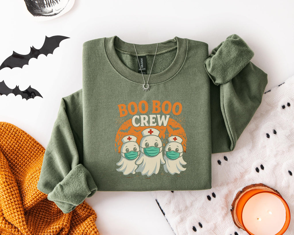 Cute ghosts Boo Boo Crew Halloween Nurse Sweatshirt, Medical crew Shirt, Funny Fall Spooky Season Gift for Nurse or Healthcare Worker