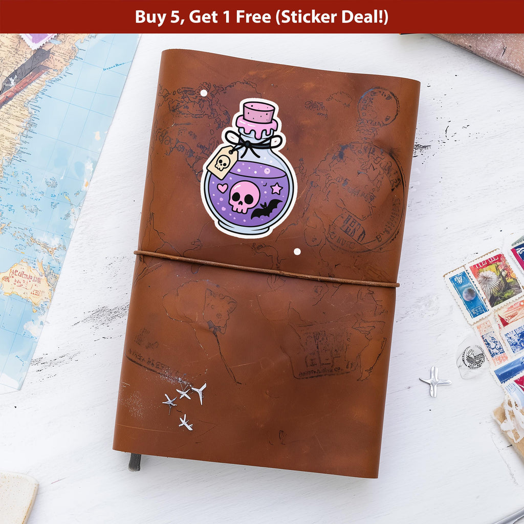 Kawaii Pastel Potion Sticker, Cute Witchy Bottle Decal, Magical Halloween Goth Vinyl