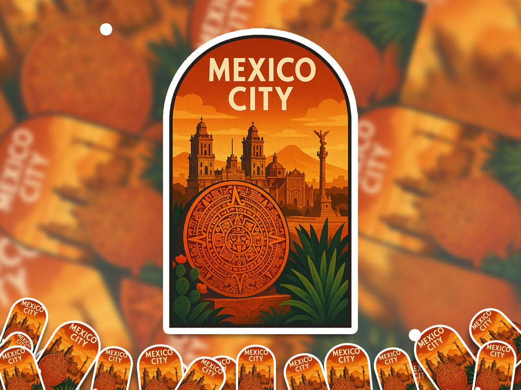 Mexico City Sticker, Vintage City Vinyl Decal, Retro Travel Lover Collection, Journal Scrapbook