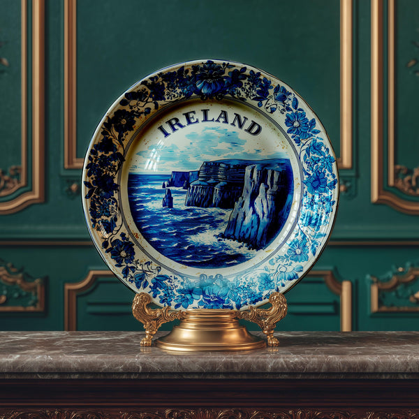 Ireland Decorative Plate, Delft Vintage Home Decor Personalized Gift Travel Housewarming