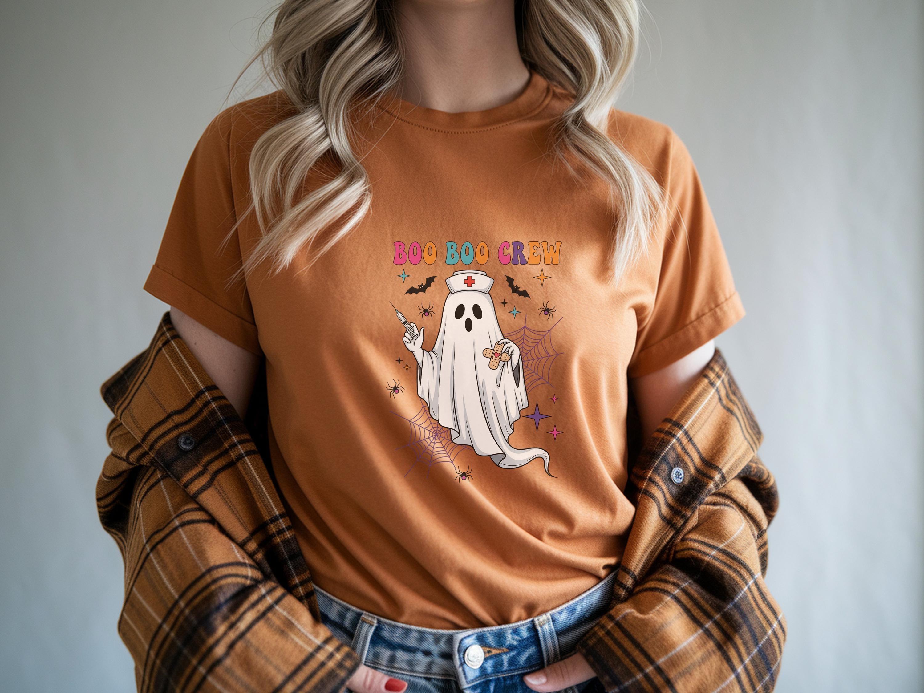 Boo Boo Crew Vintage Nurse Shirt & Sweatshirt, Funny Ghost Halloween Nurse Top, Fall Comfort Colors Gift for Nurse, Spooky Night Shift RN