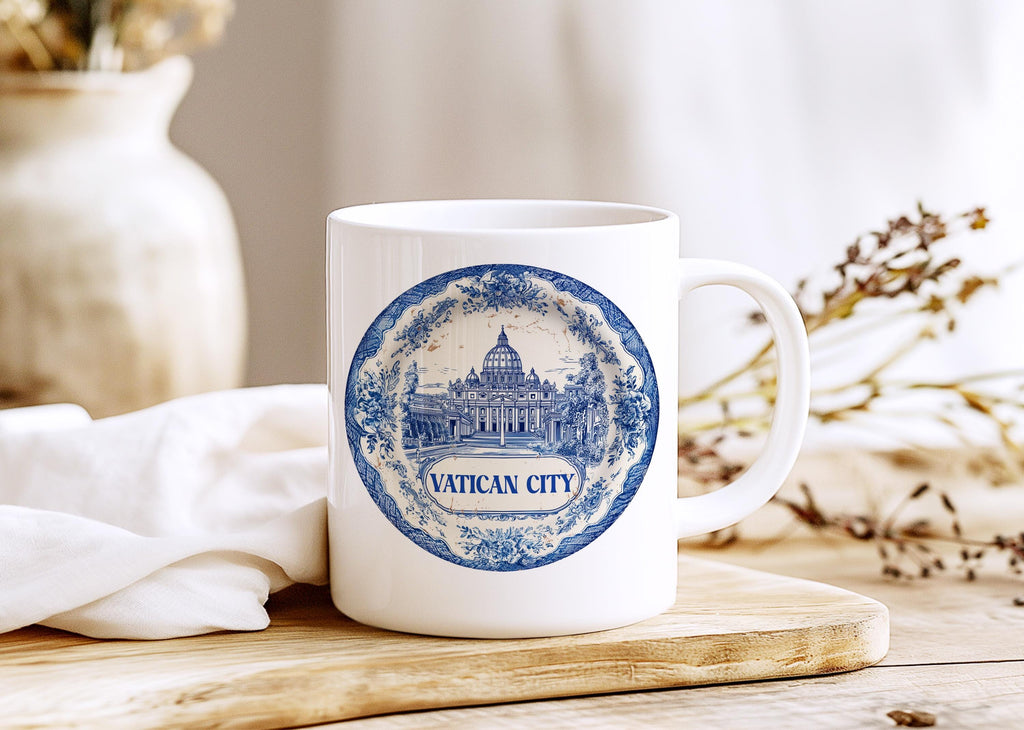 Vatican City Mug, Custom Delft Style cup, Personalized Vintage Travel City Gift